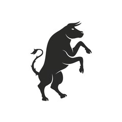 Bull logo. Bull silhouette for Emblem design. Heraldic symbol. Bull Coat of Arms template. Vector illustration