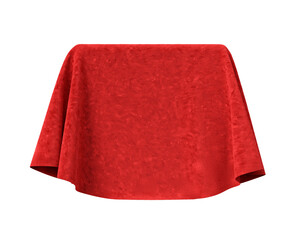 Box covered with velvet fabric. Png clipart isolated on transparent background	