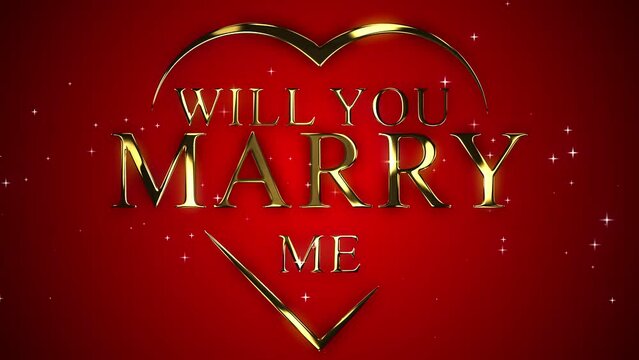 will you marry me animated text lettering will you merry me gold 3d 4k looping
