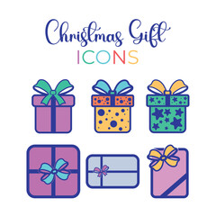 Set of christmas presents icons Vector
