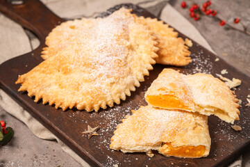 Traditional portuguese conventual sweet called Cristas de Galo from Vila Real, Portugal.