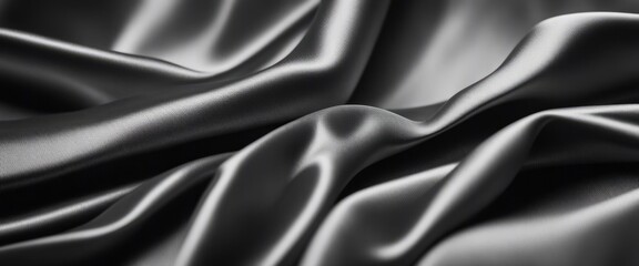 Obraz premium lack white silk satin fabric abstract background. Drapery fold crease wavy crumpled