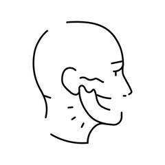 difficulty opening mouth disease symptom line icon vector. difficulty opening mouth disease symptom sign. isolated contour symbol black illustration