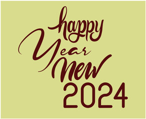 Happy New Year 2024 Abstract Maroon Graphic Design Holiday Vector Logo Symbol Illustration With Brown Background
