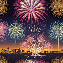 Fototapeta na wymiar new year sylvester festive fireworks celebration holiday