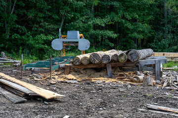 A machine to make plank in a forest