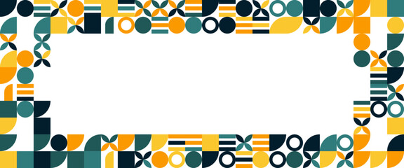 Colorful colourful modern vector abstract geometric background with circles, rectangles and squares simple shapes graphic pattern. Vector flat mosaic horizontal banners template