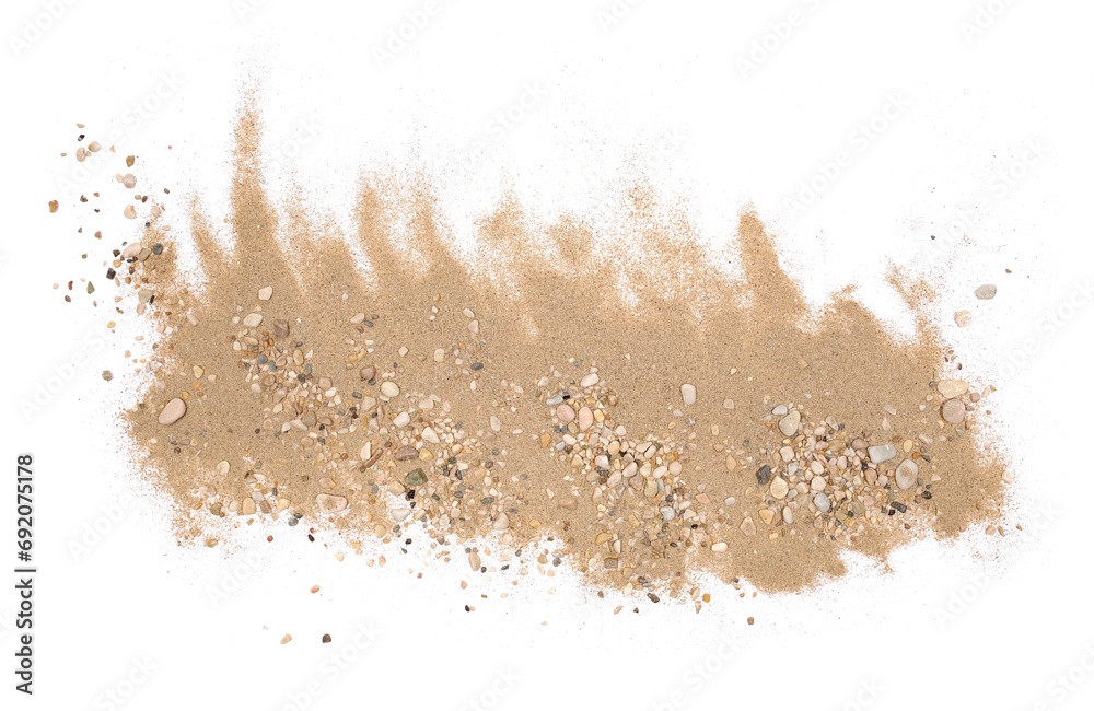 Wall mural sand pile scatter with small pebbles isolated on white - Wall murals