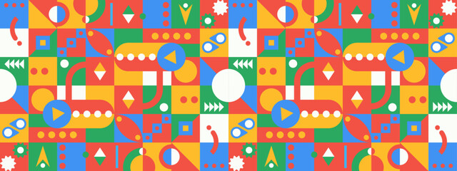 Vector flat design colorful colourful geometric mosaic banners. Vector flat mosaic horizontal banners template