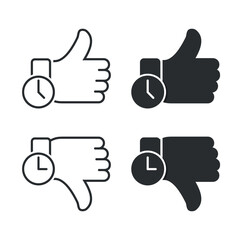 Like and dislike with time icon. Illustration vector