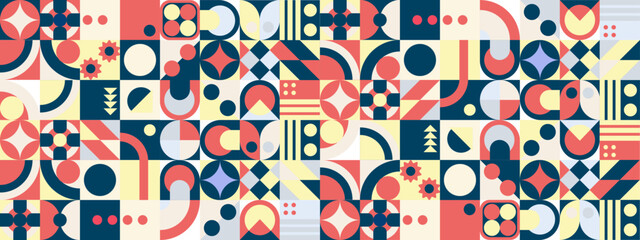 Vector colorful colourful abstract banners with mosaic geometric design. Vector flat mosaic horizontal banners template