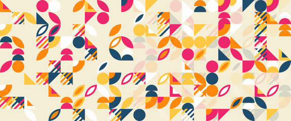 Colorful colourful abstract geometric vector pattern mosaic shapes banner. Vector flat mosaic horizontal banners template