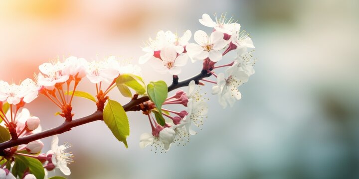 Tree branch blossom in spring banner