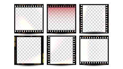 Film Frame Overlays With Light Leaks. Use different blending modes to reach cool leak effects. You can change colors and texts of the frames as you wish. - obrazy, fototapety, plakaty