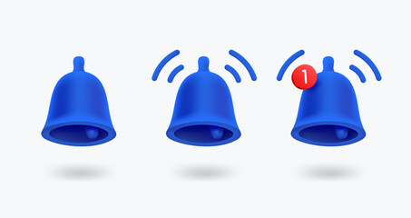 Notification icons clipart isolated on white background. Vector 3d illustration 