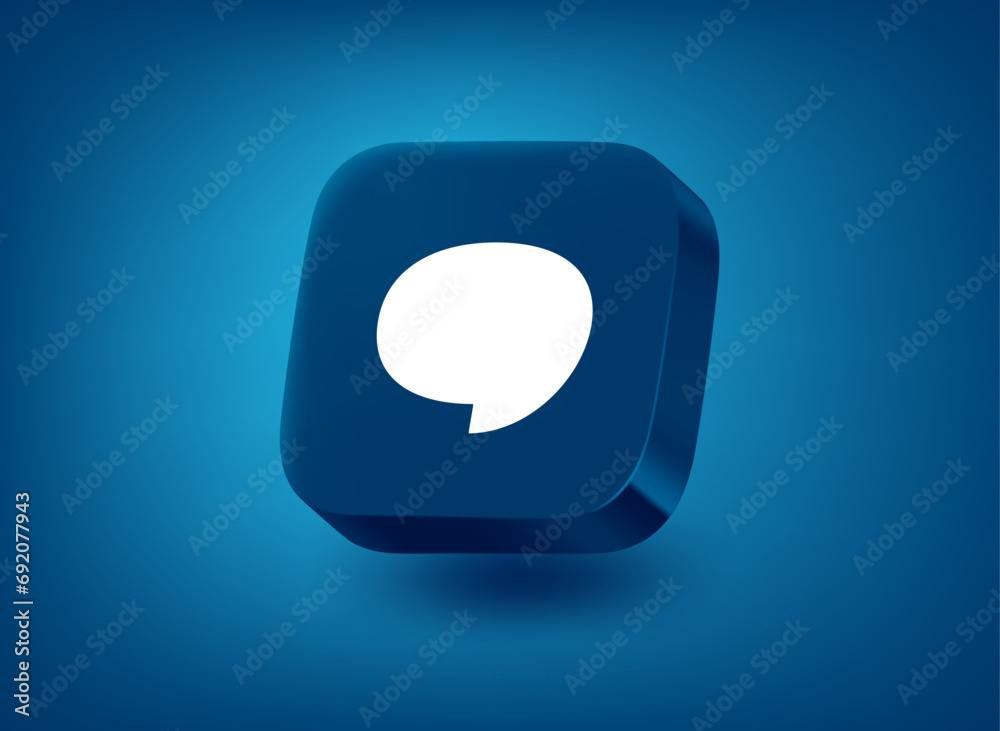 Poster Internet chat app concept. Vector 3d button