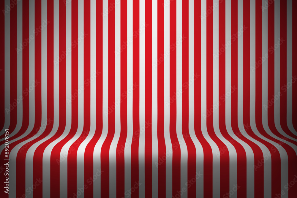 Aufkleber empty studio with red stripes on floor and wall. 3d style vector illustration