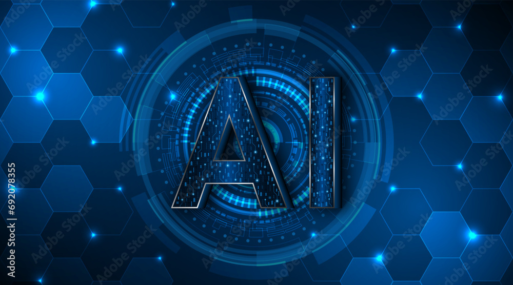 Aufkleber ai or artificial intelligence symbol. futuristic advanced artificial intelligence technology circuit