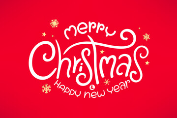 Christmas calligraphic inscription on red background. Vector illustration