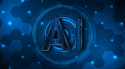 AI or artificial intelligence symbol. futuristic advanced artificial intelligence technology circuit board concept	