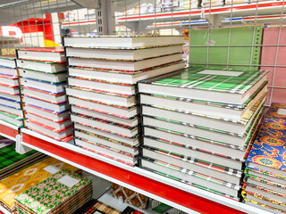 Stack of colorful hard cover thick books. A simple composition of many books, stack or pile of...