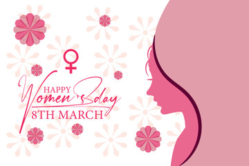 Obraz na płótnie Canvas 8 march. women's Day greeting card and Happy Women's Day banner design, placard, card, and poster design template with text inscription and standard color, International Women's Day celebration,