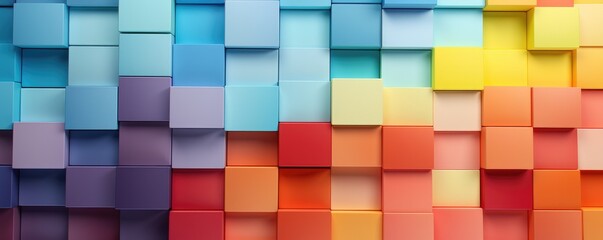 Color palette in style of different blocks, wallpaper colorful palette banner panorama. Generative Ai.