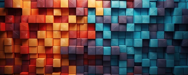 Fototapeta premium Color palette in style of different blocks, wallpaper colorful palette banner panorama. Generative Ai.