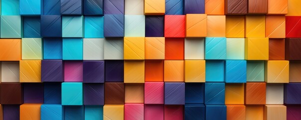 Color palette in style of different blocks, wallpaper colorful palette banner panorama. Generative Ai. - obrazy, fototapety, plakaty