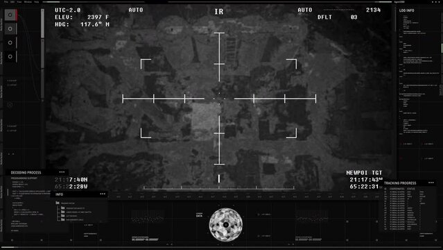 Modern Military Interface Tracking Position Of Enemy Armed Forces. Modern Location Observation System. Military Drone Control Interface. Modern Military Surveillance Interface. Army Troops Detection