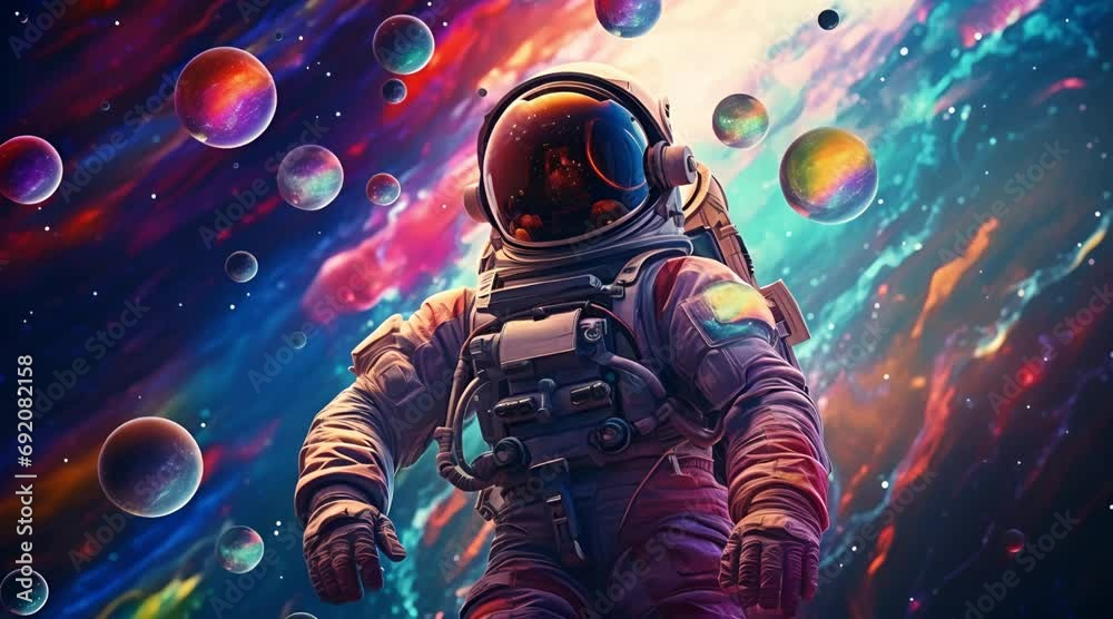 Wall mural beautiful animation of an astronaut in space