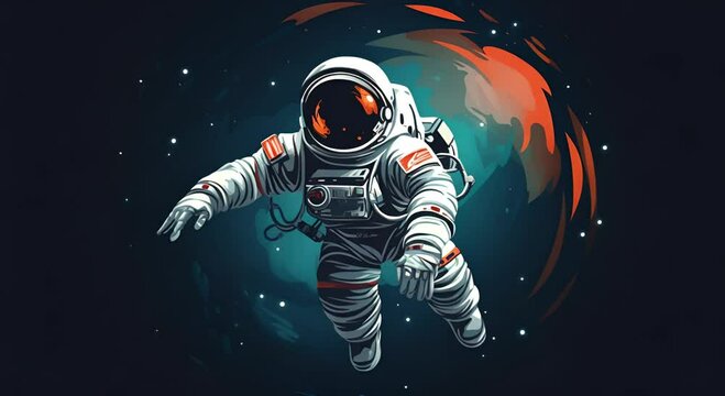 beautiful animation of an astronaut in space