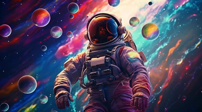 beautiful animation of an astronaut in space