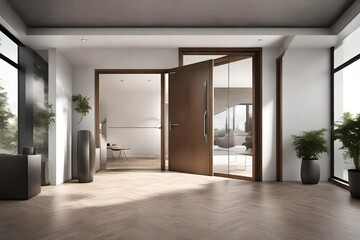 A modern, sleek door with minimalist design, reflecting contemporary aesthetics in urban architecture.