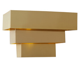 Vintage gold lacquered brass tiered wall sconce. Mid-Century Modern minimalist lighting. Isolated...