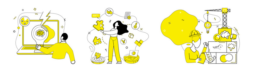 Innovative ideas vector illustration. Innovative ideas metaphorically dance with creativity in ballet success Intelligence and innovation are guiding stars in galaxy ideas Success blossoms
