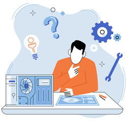 Technical support. Vector illustration. Connection to reliable technical network is essential for accessing support when needed Technical assistants provide guidance and support in utilizing complex