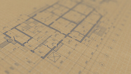 House plan project .Technical drawing background. Engineering design .illustration.