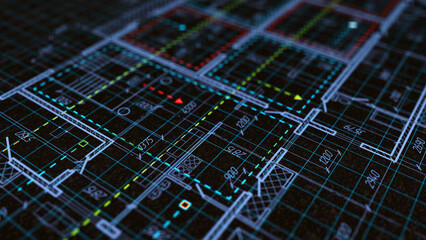 House plan project .Technical drawing background. Engineering design .illustration.