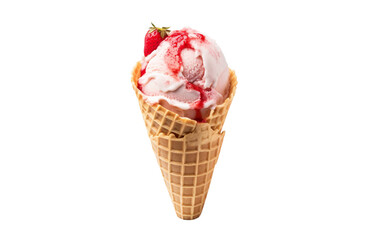 Velvet Strawberry Cheesecake Delight Ice Cream Isolated on Transparent Background PNG.