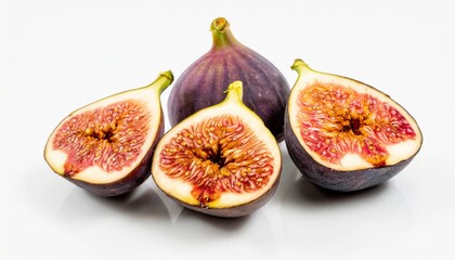 A fresh Figs fruits cut in half, isolated white background
