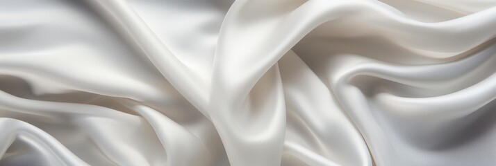 Obraz premium Elegant crumpled white silk fabric cloth background with luxurious texture for design concept.