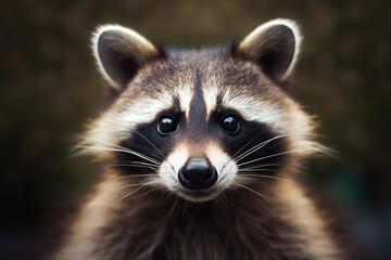 Fototapeta premium Portrait of a raccoon.Whiskered Observer: Refined Raccoon Portrait