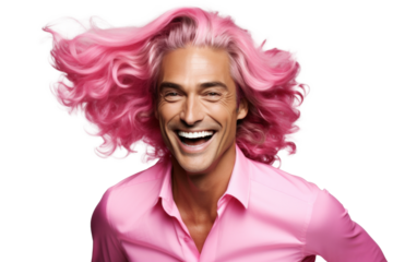 Fashionable Caucasian Man with Pink Hair