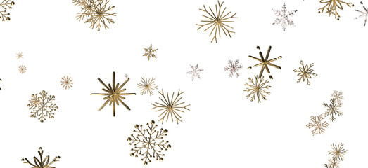 Snowflake Bliss: Striking 3D Illustration Showcasing Falling Holiday Snowflakes