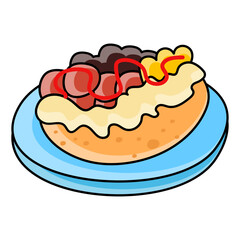 Kumpir with various toppings concept, Baked potato with butter vector color icon design, Fastfood symbol, Grab and go meals sign, Takeout takeaway snack stock illustration 