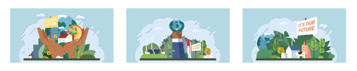 Climate change. Save the planet. Vector illustration Tackling climate change requires comprehensive strategies and international cooperation Earth pollutions effects underscore need for sustainable