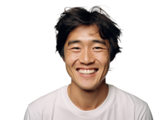 Cheerful Asian Model Smiling Studio Portrait