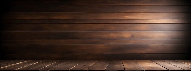 Old wooden wall and floor room background. Empty old wooden table background.