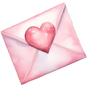 Watercolor pink envelope